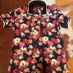 Mens G/Fore floral gold polo